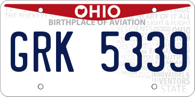 OH license plate GRK5339