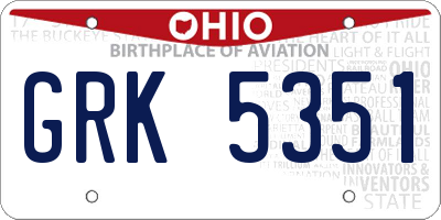 OH license plate GRK5351