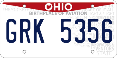 OH license plate GRK5356