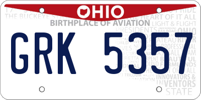 OH license plate GRK5357