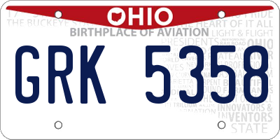 OH license plate GRK5358