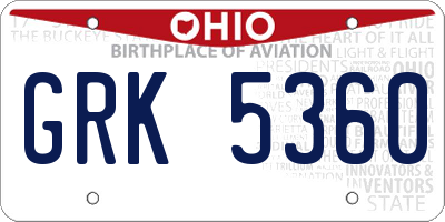 OH license plate GRK5360