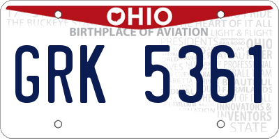 OH license plate GRK5361