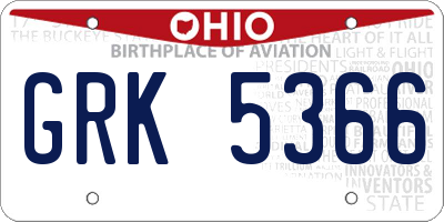 OH license plate GRK5366