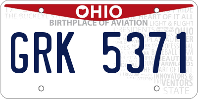 OH license plate GRK5371