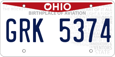 OH license plate GRK5374