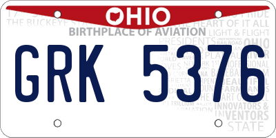 OH license plate GRK5376