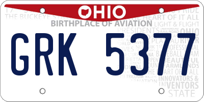 OH license plate GRK5377