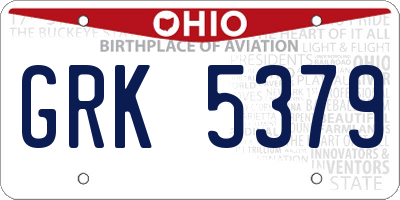 OH license plate GRK5379