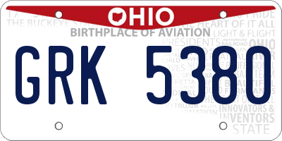 OH license plate GRK5380