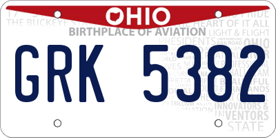 OH license plate GRK5382