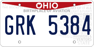 OH license plate GRK5384