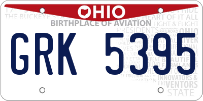 OH license plate GRK5395