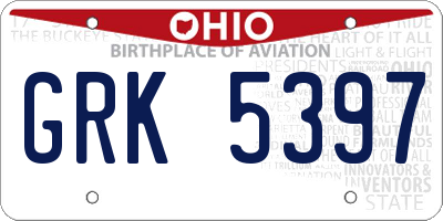 OH license plate GRK5397