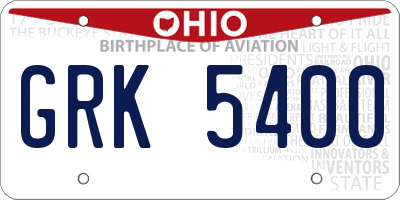OH license plate GRK5400
