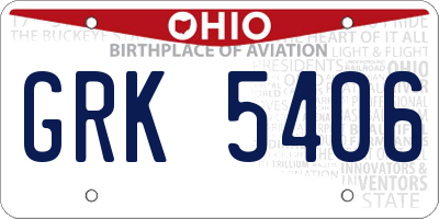 OH license plate GRK5406