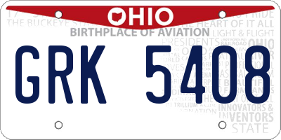 OH license plate GRK5408