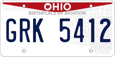 OH license plate GRK5412