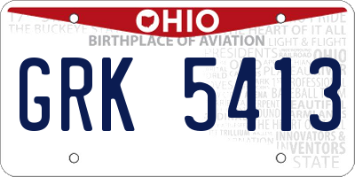 OH license plate GRK5413