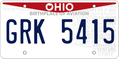 OH license plate GRK5415