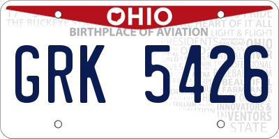 OH license plate GRK5426
