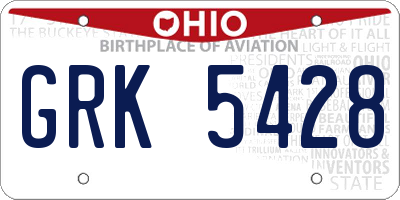 OH license plate GRK5428