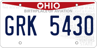 OH license plate GRK5430