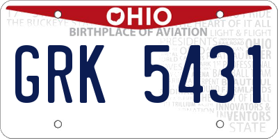 OH license plate GRK5431