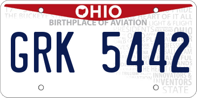 OH license plate GRK5442