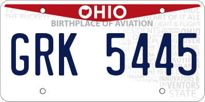 OH license plate GRK5445