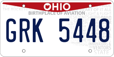 OH license plate GRK5448