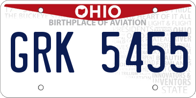 OH license plate GRK5455