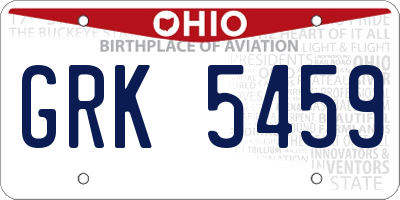 OH license plate GRK5459