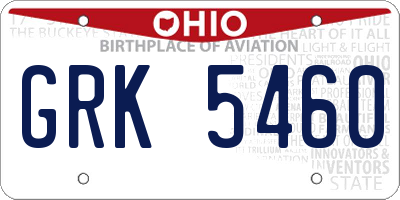 OH license plate GRK5460