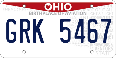 OH license plate GRK5467