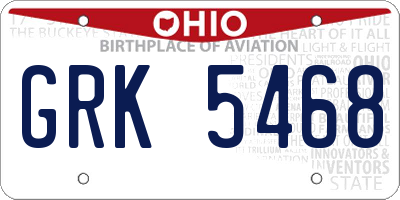 OH license plate GRK5468