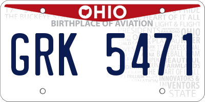 OH license plate GRK5471