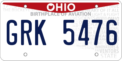 OH license plate GRK5476