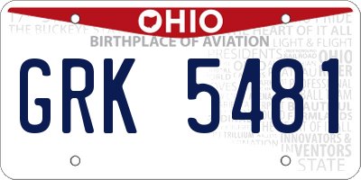 OH license plate GRK5481