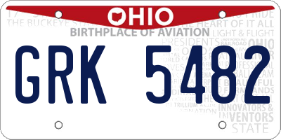 OH license plate GRK5482