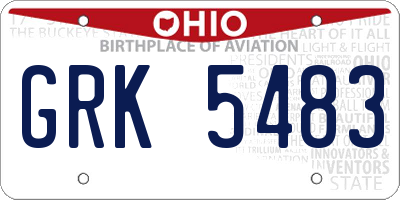 OH license plate GRK5483
