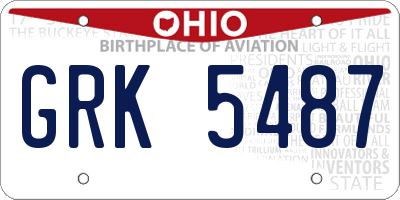 OH license plate GRK5487