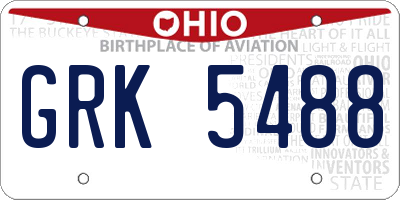 OH license plate GRK5488