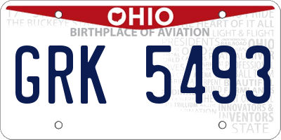OH license plate GRK5493
