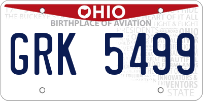 OH license plate GRK5499