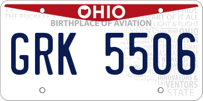 OH license plate GRK5506
