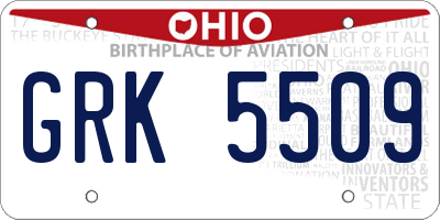 OH license plate GRK5509