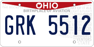 OH license plate GRK5512