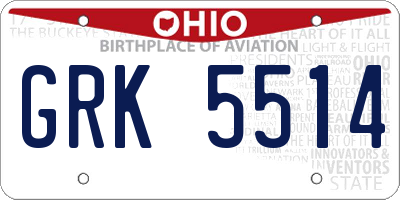 OH license plate GRK5514