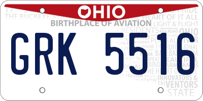 OH license plate GRK5516